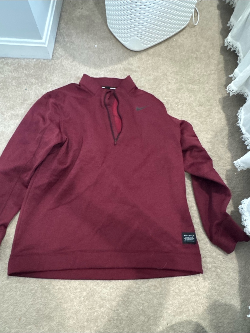 Nike Maroon Golf Sweatshirt with Black Patch